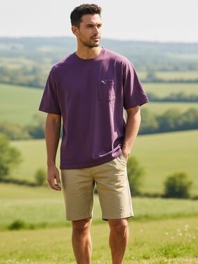 Tommy Bahama Big Men's Pocket Tee in Plum chest pocket marlin logo XXL